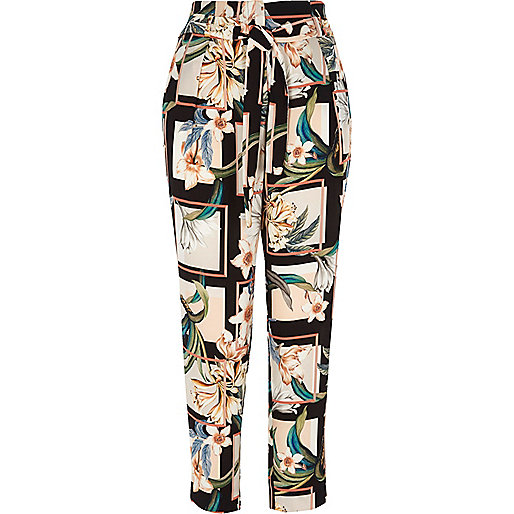 jacques-vertuk Green floral print tie waist tapered pants 707159 women Trousers Tapered Trousers jacques-vertuk Green floral print tie waist tapered pants 707159 women Trousers Tapered Trousers
