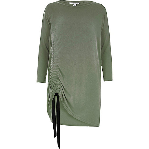 jacques-vertuk Green ruched drawstring knit top 699035 women Seasonal Offers