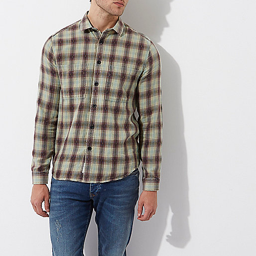 river island t shirts,jacques-vertuk UK Sale Green washed check long sleeve shirt men 300586 river island t shirts,jacques-vertuk UK Sale Green washed check long sleeve shirt men 300586