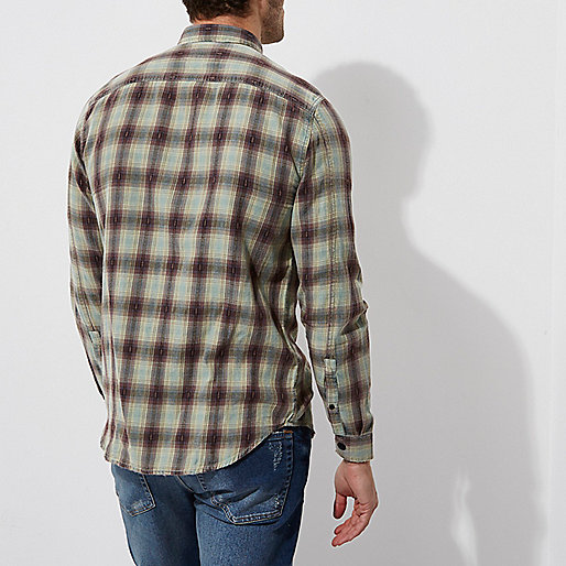 river island t shirts,jacques-vertuk UK Sale Green washed check long sleeve shirt men 300586 river island t shirts,jacques-vertuk UK Sale Green washed check long sleeve shirt men 300586