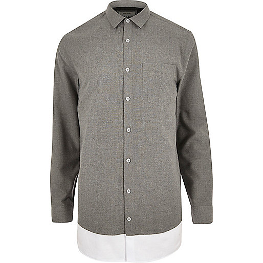 jacques-vertuk Grey casual layered longline shirt 296257 men Seasonal Offers