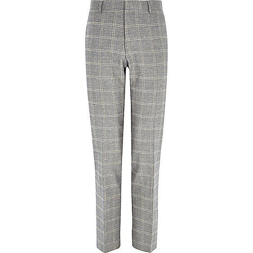 jacques-vertuk Grey check linen-blend slim suit pants 285282 men Suits