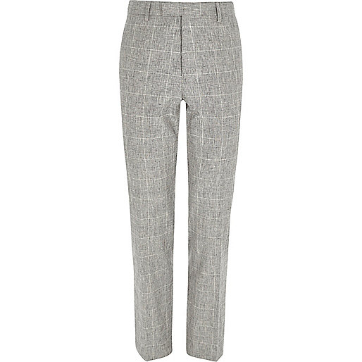 jacques-vertuk Grey check print slim fit suit pants 299915 men Suits
