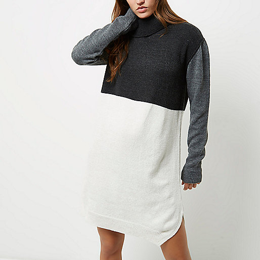 2 in 1 dress river island,jacques-vertuk UK Sale Grey color block knitted sweater dress women 699065 2 in 1 dress river island,jacques-vertuk UK Sale Grey color block knitted sweater dress women 699065