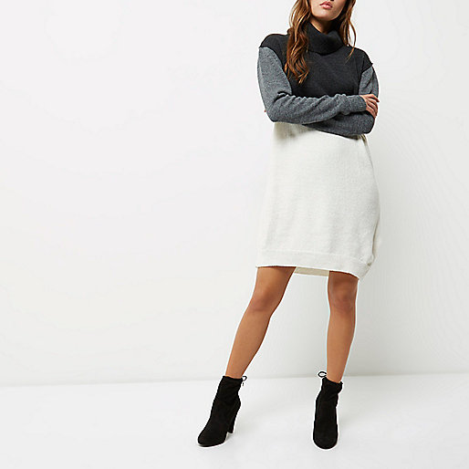 2 in 1 dress river island,jacques-vertuk UK Sale Grey color block knitted sweater dress women 699065 2 in 1 dress river island,jacques-vertuk UK Sale Grey color block knitted sweater dress women 699065