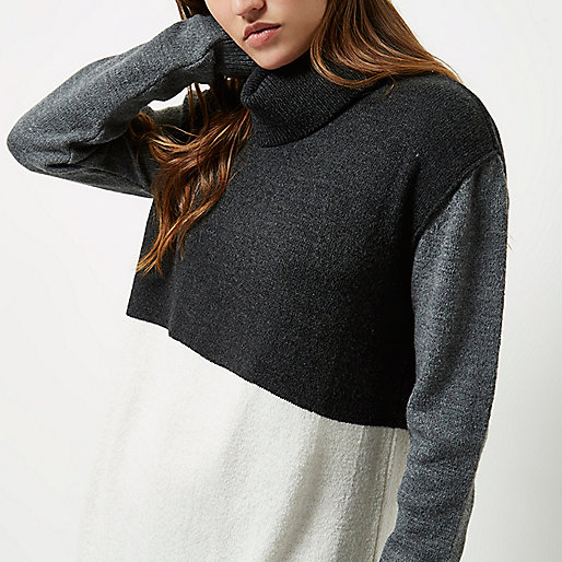 2 in 1 dress river island,jacques-vertuk UK Sale Grey color block knitted sweater dress women 699065 2 in 1 dress river island,jacques-vertuk UK Sale Grey color block knitted sweater dress women 699065