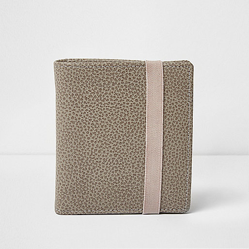 jacques-vertuk Grey elastic fold textured leather wallet 302557 men Accessories Wallets