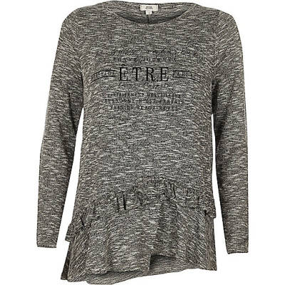 jacques-vertuk Grey 'etre' frill long sleeve T-shirt 710780 women Tops T-Shirts & Vests Print T-Shirts / Vests