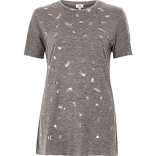 jacques-vertuk Grey foil bug print fitted T-shirt 709997 women Tops T-Shirts & Vests Print T-Shirts / Vests jacques-vertuk Grey foil bug print fitted T-shirt 709997 women Tops T-Shirts & Vests Print T-Shirts / Vests