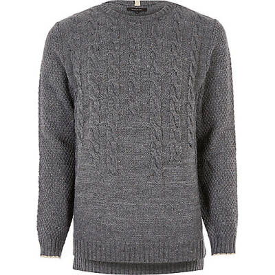 jacques-vertuk Grey graduated cable knit sweater 298891 men Jumpers / Cardigans