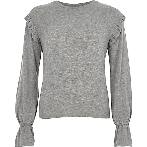 jacques-vertuk Grey jersey frill shoulder top 706050 women Tops T-Shirts & Vests Plain T-Shirts / Vests jacques-vertuk Grey jersey frill shoulder top 706050 women Tops T-Shirts & Vests Plain T-Shirts / Vests