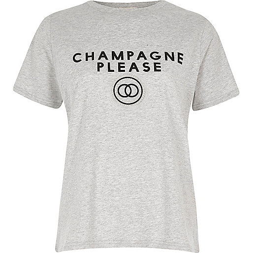 jacques-vertuk Grey marl 'champagne please' T-shirt 708477 women Tops T-Shirts & Vests Print T-Shirts / Vests jacques-vertuk Grey marl 'champagne please' T-shirt 708477 women Tops T-Shirts & Vests Print T-Shirts / Vests
