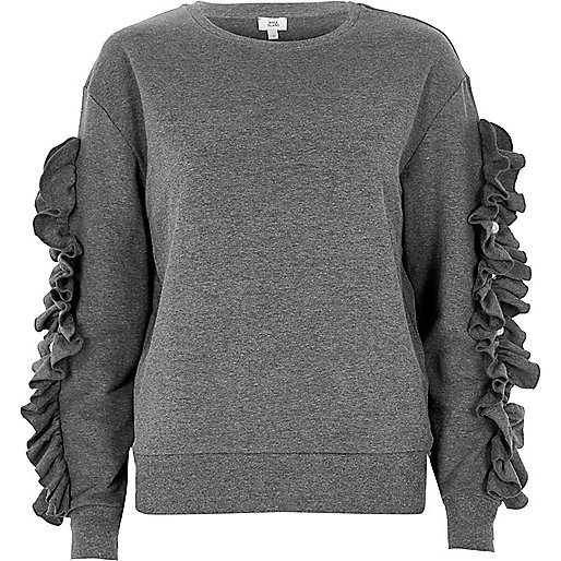 jacques-vertuk Grey marl frill sleeve sweatshirt 708898 women Tops Hoodies / Sweatshirts jacques-vertuk Grey marl frill sleeve sweatshirt 708898 women Tops Hoodies / Sweatshirts