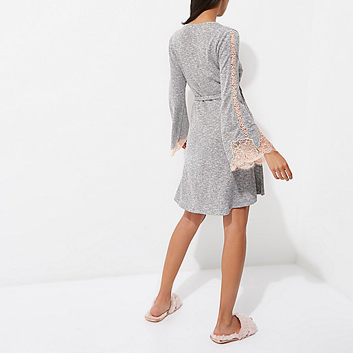 dressy tops river island,jacques-vertuk London Grey marl jersey lace sleeve wrap robe women 706771 dressy tops river island,jacques-vertuk London Grey marl jersey lace sleeve wrap robe women 706771