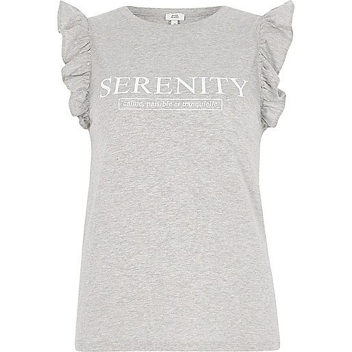 jacques-vertuk Grey marl 'serenity' frill sleeve tank top 707753 women Tops T-Shirts & Vests Print T-Shirts / Vests jacques-vertuk Grey marl 'serenity' frill sleeve tank top 707753 women Tops T-Shirts & Vests Print T-Shirts / Vests