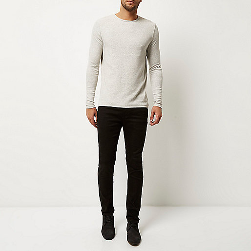 river island cut out top,Riverieland Grey ribbed slim fit long sleeve T-shirt T-Shirts / Tanks Sale men river island cut out top,Riverieland Grey ribbed slim fit long sleeve T-shirt T-Shirts / Tanks Sale men