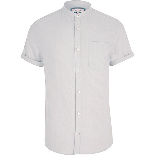jacques-vertuk Grey short sleeve Oxford grandad shirt 303232 men Shirts Short Sleeve Shirts jacques-vertuk Grey short sleeve Oxford grandad shirt 303232 men Shirts Short Sleeve Shirts