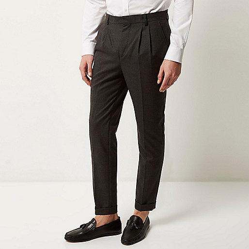 jacques-vertuk Grey smart Prince of Wales slim pants 290570 men Trousers