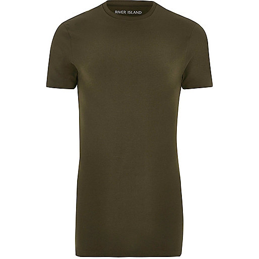 jacques-vertuk Khaki green longline muscle fit T-shirt 299453 men T-Shirts / Vests T-shirts jacques-vertuk Khaki green longline muscle fit T-shirt 299453 men T-Shirts / Vests T-shirts