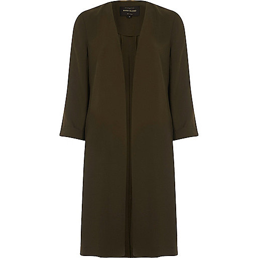 jacques-vertuk Khaki green tie back duster coat 703159 women Coats / Jackets