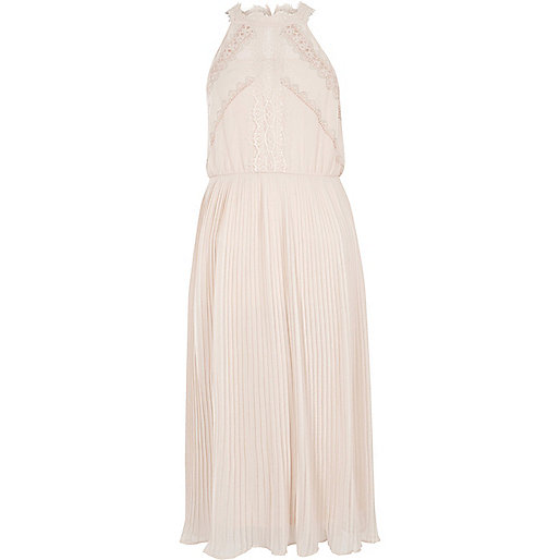 jacques-vertuk Light beige sleeveless lace midi dress 703583 women Dresses Swing Dresses