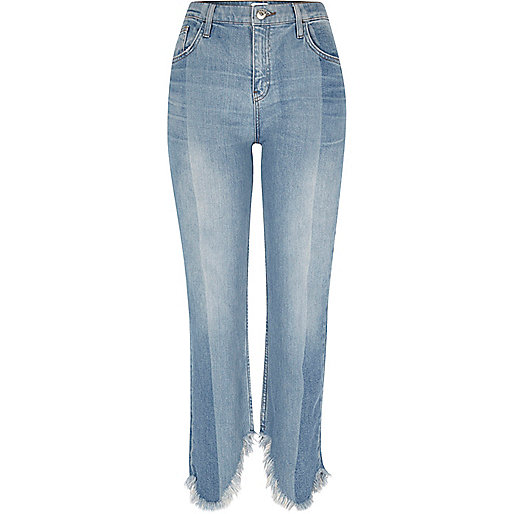 jacques-vertuk Light blue frayed straight cropped leg jeans 705596 women Jeans Boyfriend / Slouch Jeans jacques-vertuk Light blue frayed straight cropped leg jeans 705596 women Jeans Boyfriend / Slouch Jeans