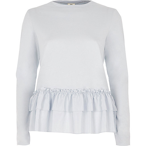 jacques-vertuk Light blue frill hem long sleeve T-shirt 706835 women Tops T-Shirts & Vests Plain T-Shirts / Vests jacques-vertuk Light blue frill hem long sleeve T-shirt 706835 women Tops T-Shirts & Vests Plain T-Shirts / Vests