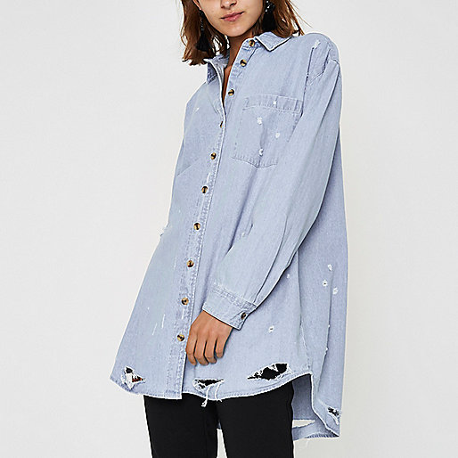 river island womens clothes,jacques-vertuk Ireland Light blue oversized distressed denim shirt women 704910 river island womens clothes,jacques-vertuk Ireland Light blue oversized distressed denim shirt women 704910