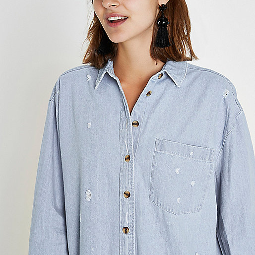 river island womens clothes,jacques-vertuk Ireland Light blue oversized distressed denim shirt women 704910 river island womens clothes,jacques-vertuk Ireland Light blue oversized distressed denim shirt women 704910