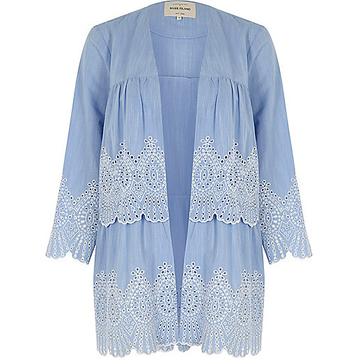 jacques-vertuk Light blue tiered broderie kimono 697318 women Tops