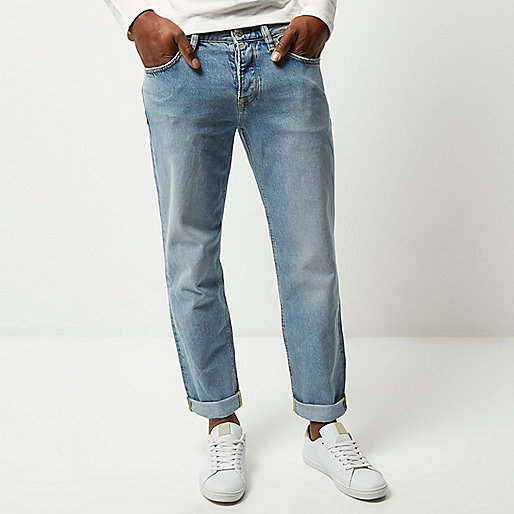 river island boutique,jacques-vertuk UK Light blue wash Dean cropped straight jeans men 293624 river island boutique,jacques-vertuk UK Light blue wash Dean cropped straight jeans men 293624