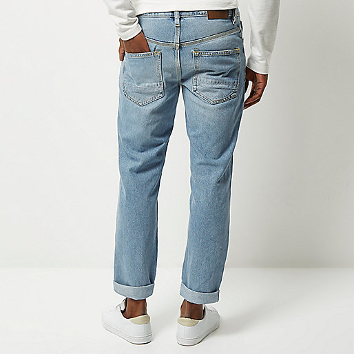 river island boutique,jacques-vertuk UK Light blue wash Dean cropped straight jeans men 293624 river island boutique,jacques-vertuk UK Light blue wash Dean cropped straight jeans men 293624