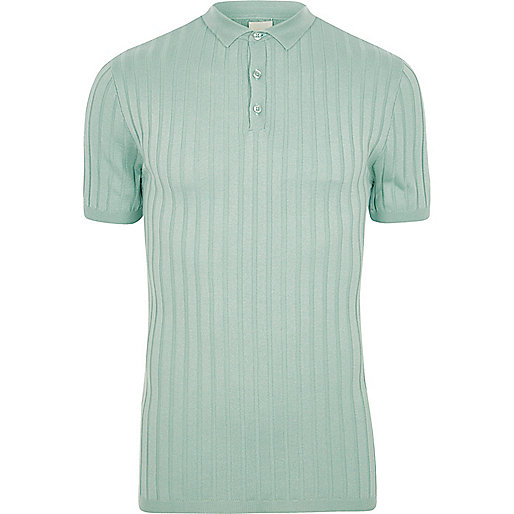 jacques-vertuk Light green ribbed muscle fit polo shirt 302417 men Polo Shirts