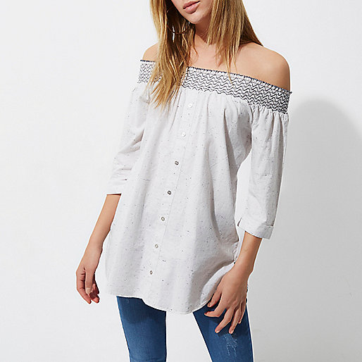 large river island bag,jacques-vertuk London Light grey flecked shirred bardot shirt women 706688 large river island bag,jacques-vertuk London Light grey flecked shirred bardot shirt women 706688