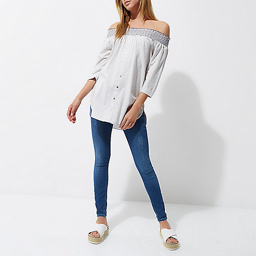 large river island bag,jacques-vertuk London Light grey flecked shirred bardot shirt women 706688 large river island bag,jacques-vertuk London Light grey flecked shirred bardot shirt women 706688