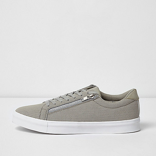 jacques-vertuk Light grey perforated zip lace-up sneakers 301602 men Shoes / Boots Trainers jacques-vertuk Light grey perforated zip lace-up sneakers 301602 men Shoes / Boots Trainers