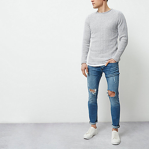 carrie mom jeans,jacques-vertuk Australia Light grey rib knit crew neck sweater Sweaters / Cardigans Sale men carrie mom jeans,jacques-vertuk Australia Light grey rib knit crew neck sweater Sweaters / Cardigans Sale men
