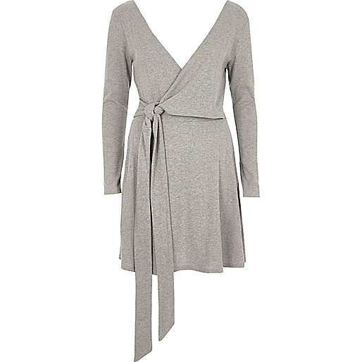 jacques-vertuk Light grey rib wrap ballet mini dress 708396 women Dresses Swing Dresses jacques-vertuk Light grey rib wrap ballet mini dress 708396 women Dresses Swing Dresses