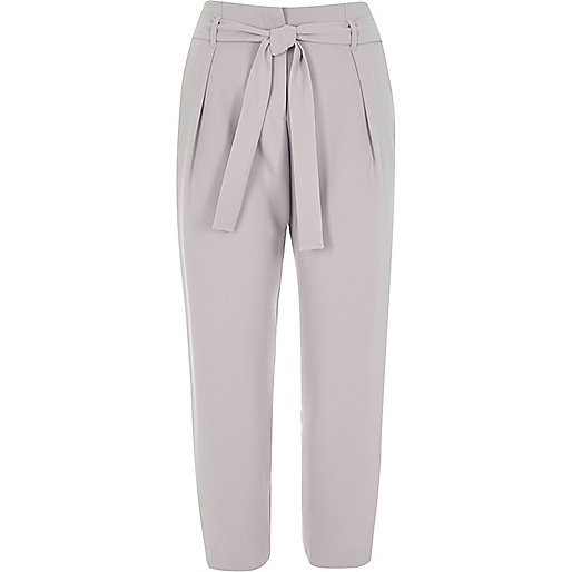 jacques-vertuk Light grey tie waist tapered pants 706582 women Trousers Tapered Trousers jacques-vertuk Light grey tie waist tapered pants 706582 women Trousers Tapered Trousers