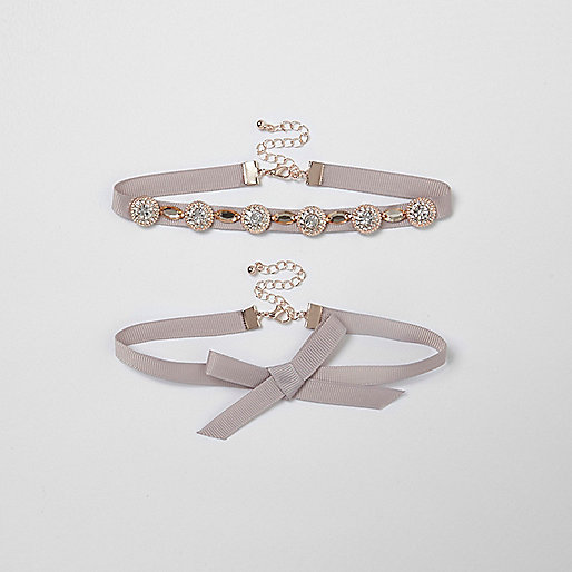 jacques-vertuk Light pink bow embellished ribbon choker set 703977 women Jewellery Chokers jacques-vertuk Light pink bow embellished ribbon choker set 703977 women Jewellery Chokers