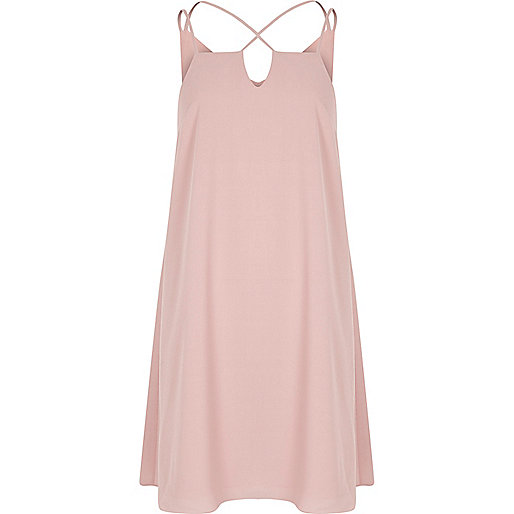 jacques-vertuk Light pink cross strap slip dress 707555 women Dresses Slip / Cami Dresses