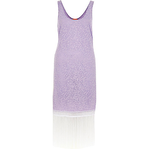 jacques-vertuk Light purple burnout fringe trim tank dress 704799 women Holiday Shop