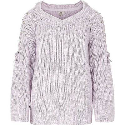 jacques-vertuk Light purple tie shoulder knit sweater 702952 women Knitwear Jumpers