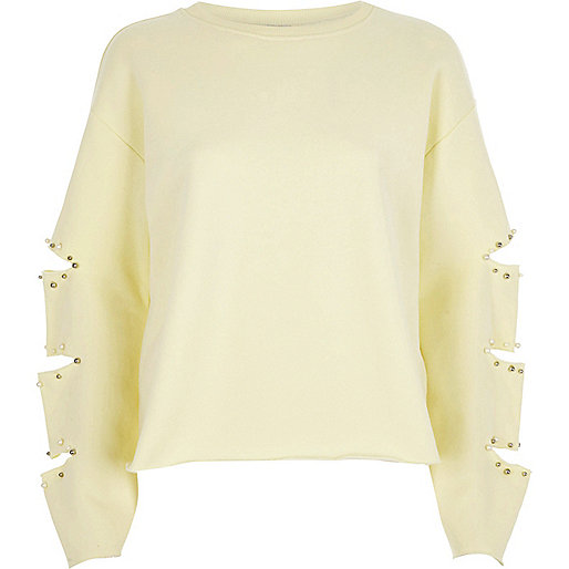 jacques-vertuk Light yellow slashed sleeve sweatshirt 706062 women Tops Hoodies / Sweatshirts jacques-vertuk Light yellow slashed sleeve sweatshirt 706062 women Tops Hoodies / Sweatshirts