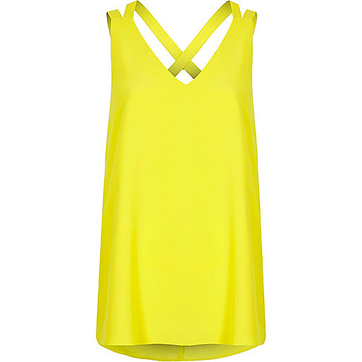 jacques-vertuk Lime double strap cross back top 708281 women Tops Cami / Sleeveless Tops jacques-vertuk Lime double strap cross back top 708281 women Tops Cami / Sleeveless Tops