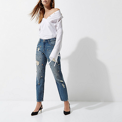 boots river island womens,jacques-vertuk Outlet Mid blue denim embellished boyfriend jeans women 702880 boots river island womens,jacques-vertuk Outlet Mid blue denim embellished boyfriend jeans women 702880