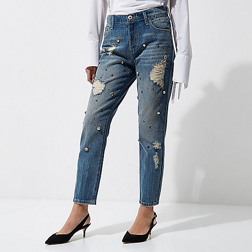 boots river island womens,jacques-vertuk Outlet Mid blue denim embellished boyfriend jeans women 702880 boots river island womens,jacques-vertuk Outlet Mid blue denim embellished boyfriend jeans women 702880