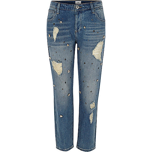 jacques-vertuk Mid blue denim embellished boyfriend jeans 702880 women Jeans Boyfriend / Slouch Jeans jacques-vertuk Mid blue denim embellished boyfriend jeans 702880 women Jeans Boyfriend / Slouch Jeans