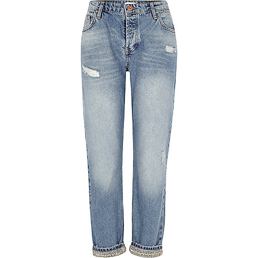 jacques-vertuk Mid blue embellished hem boyfriend jeans 705632 women Jeans Boyfriend / Slouch Jeans jacques-vertuk Mid blue embellished hem boyfriend jeans 705632 women Jeans Boyfriend / Slouch Jeans