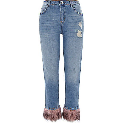 jacques-vertuk Mid blue fur hem distressed boyfriend jeans 705485 women Jeans Boyfriend / Slouch Jeans jacques-vertuk Mid blue fur hem distressed boyfriend jeans 705485 women Jeans Boyfriend / Slouch Jeans
